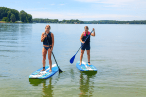 Paddleboarding on a Tranquil Lake